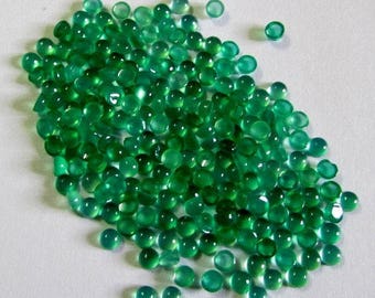 25 cabujones redondos de ónix verde de 4 mm: conjunto de piedras preciosas AAA