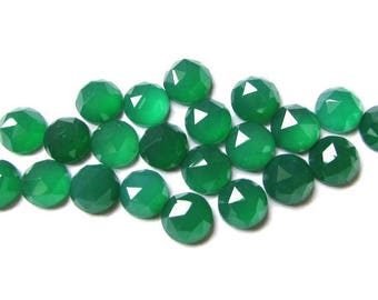 10 piece 2mm To 8mm Green Onyx RoseCut Round Gemstone, Green Onyx Round RoseCut cabochon Gemstone, Green Onyx Cabochon RoseCut Faceted Round
