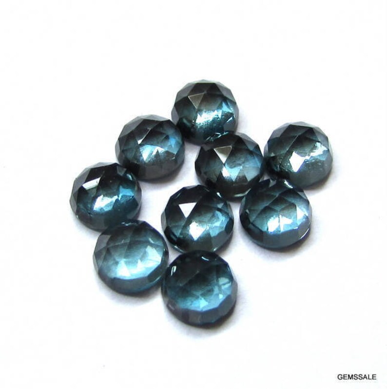 london blue topaz faceted cabochons London Blue Topaz round rose cut cabochon 1 pcs 8mm London Blue Topaz rosecut round cabochon gemstone