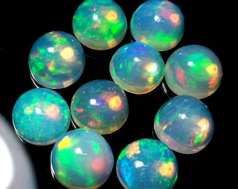 5 cabochões de opala etíope AAA: pedras preciosas redondas soltas de 8 mm