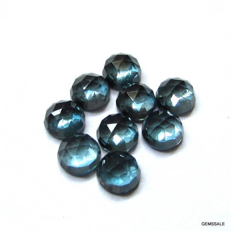 london blue topaz faceted cabochons London Blue Topaz round rose cut cabochon 1 pcs 8mm London Blue Topaz rosecut round cabochon gemstone
