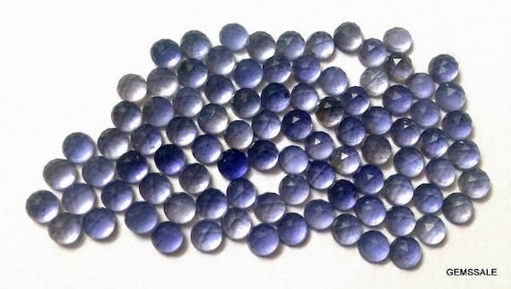 10 AAA Iolite Cabochons: 3mm Round Rose Cut Gemstones