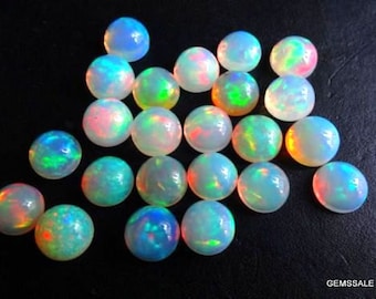 10 AAA Ethiopian Opal Cabochons: Multi-Fire Welo Opal, 4mm Round