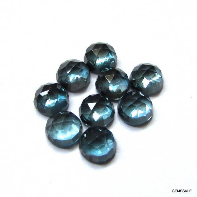 london blue topaz faceted cabochons London Blue Topaz round rose cut cabochon 1 pcs 8mm London Blue Topaz rosecut round cabochon gemstone