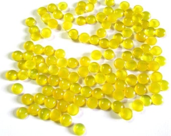 10 AAA Yellow Chalcedony Cabochons: 4mm Round Gemstones