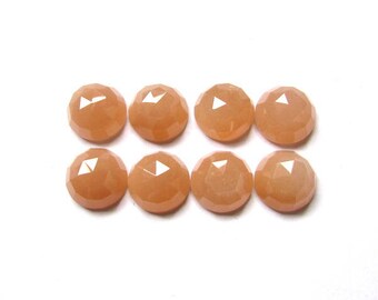 10 Peach Moonstone 7mm Round Rose Cut Cabochons