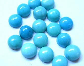 10 Sleeping Beauty Turquoise Cabochons: 6mm AAA Gemstones