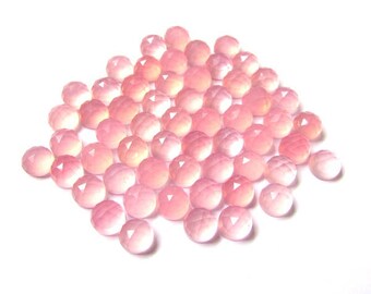 10 Pcs 3mm Pink Chalcedony Round Rose Cut Flat Back Cabochon Round loose gemstone - Pink Chalcedony cabochon Gemstone faceted cabochon Round