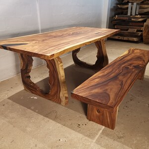 Hardwood Slab Table | Farmhouse Furniture, Table with bench, Epoxy River Resin, Home Decor Furniture, Hand-Crafted, Single slab table