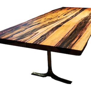 Macassar Ebony Solid Wood | Wood Desk Dining Table | Cast Bronze Legs | Macassar Ebony Slabs