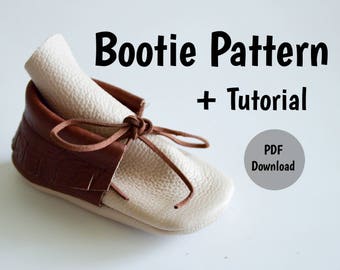 INSTANT DOWNLOAD Leather Baby Bootie Pattern / Leather Boot Pattern / Moccasin Pattern Download / Boot Pattern / DIY Baby Booties /