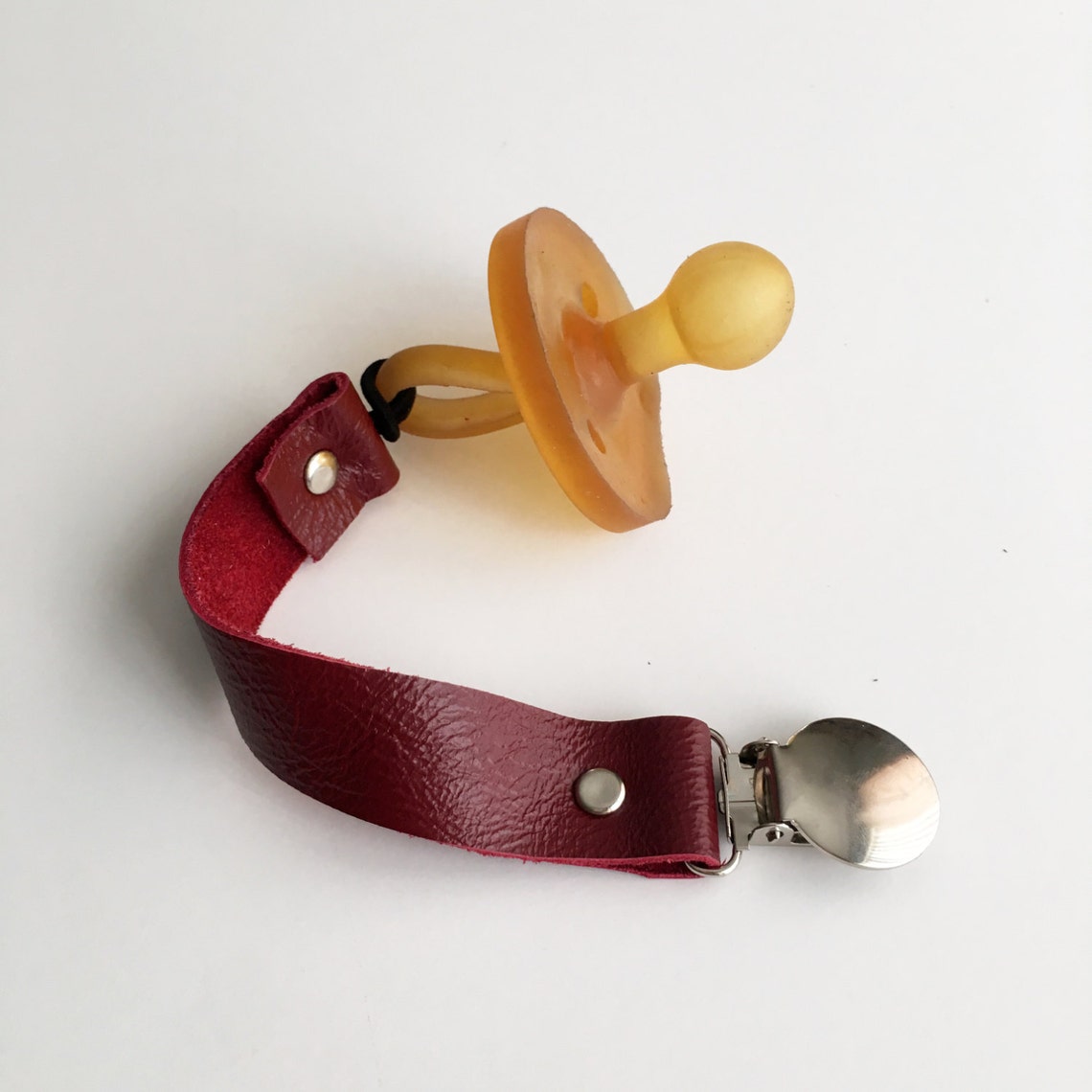 Cranberry Leather Pacifier Clip Pacifier Clip Pacifier Etsy