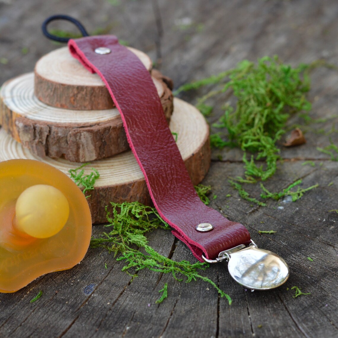 Cranberry Leather Pacifier Clip Pacifier Clip Pacifier Etsy