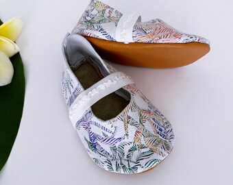 Paradise Palm Flats, Baby Shoes, Toddler Shoes, Ballerina Flats, Leather Shoes, Summer Shoes READY TO SHIP