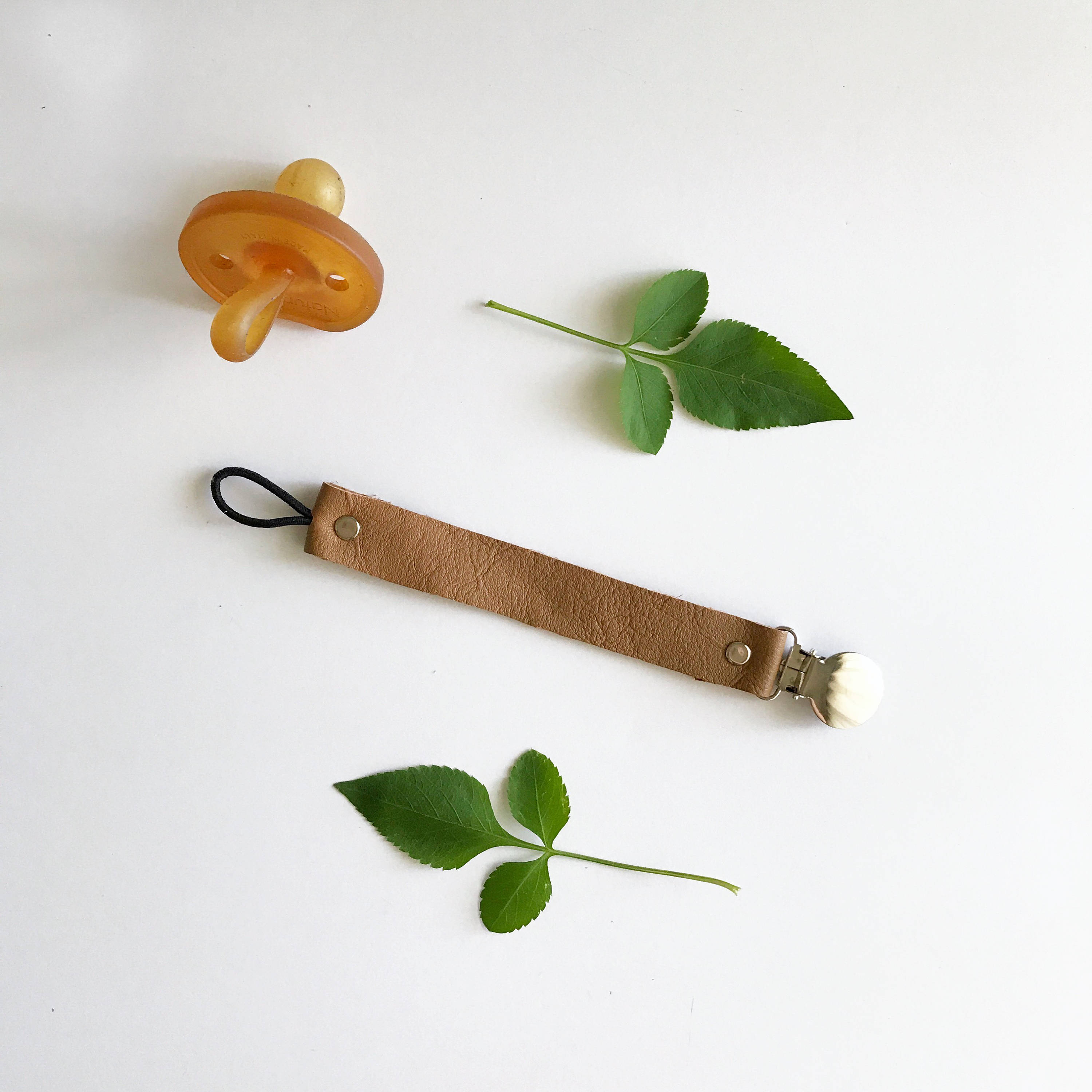 Tan Leather Pacifier Clip / Leather Paci Clip / Pacifier Clip Etsy UK