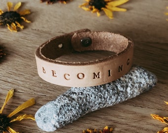 Customized Handstamped Leather Diffuser Bracelet, Handstamped Leather Bracelet, Handstamped Bracelet, Handstamped Jewelry