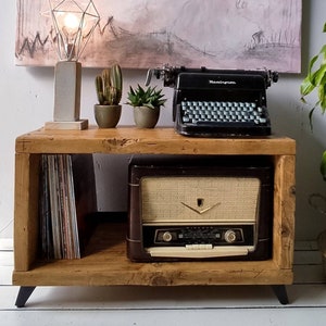 Turntable furniture, vinyl storage, media stand, tv stand, tv cabinet, depth 40 cm