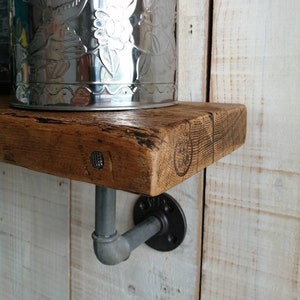 Wood shelves with old reclaimed wood with industrial pipes/ wood shelves, old wood, reclaimed wood industrial pipes