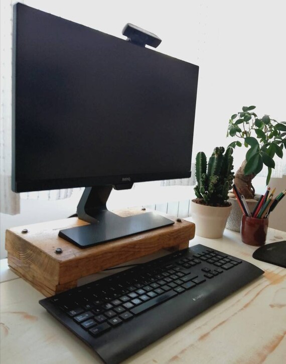 Rialzo in legno per monitor, wooden monitor stand, monitor riser, computer  stand -  Italia