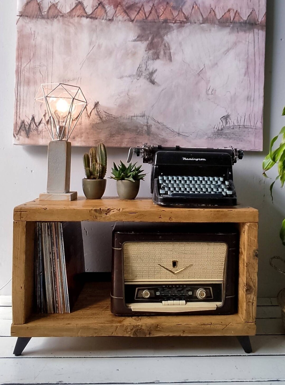 Turntable Furniture, Vinyl Storage, Media Stand, TV Stand, TV