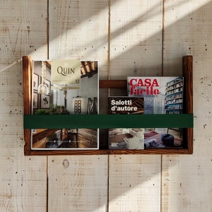 Magazine and book holder made of recycled wood