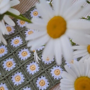 Top Blouse Summer Crochet Flower Floral Daisy Granny square Festival Lace Mesh Original design Handmade Women Girl Vintage Retro Boho Motif image 6
