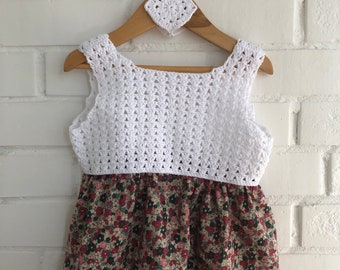 Dress "Vocation 2" dress baby girl 12 months birthday  handmade crochet sew