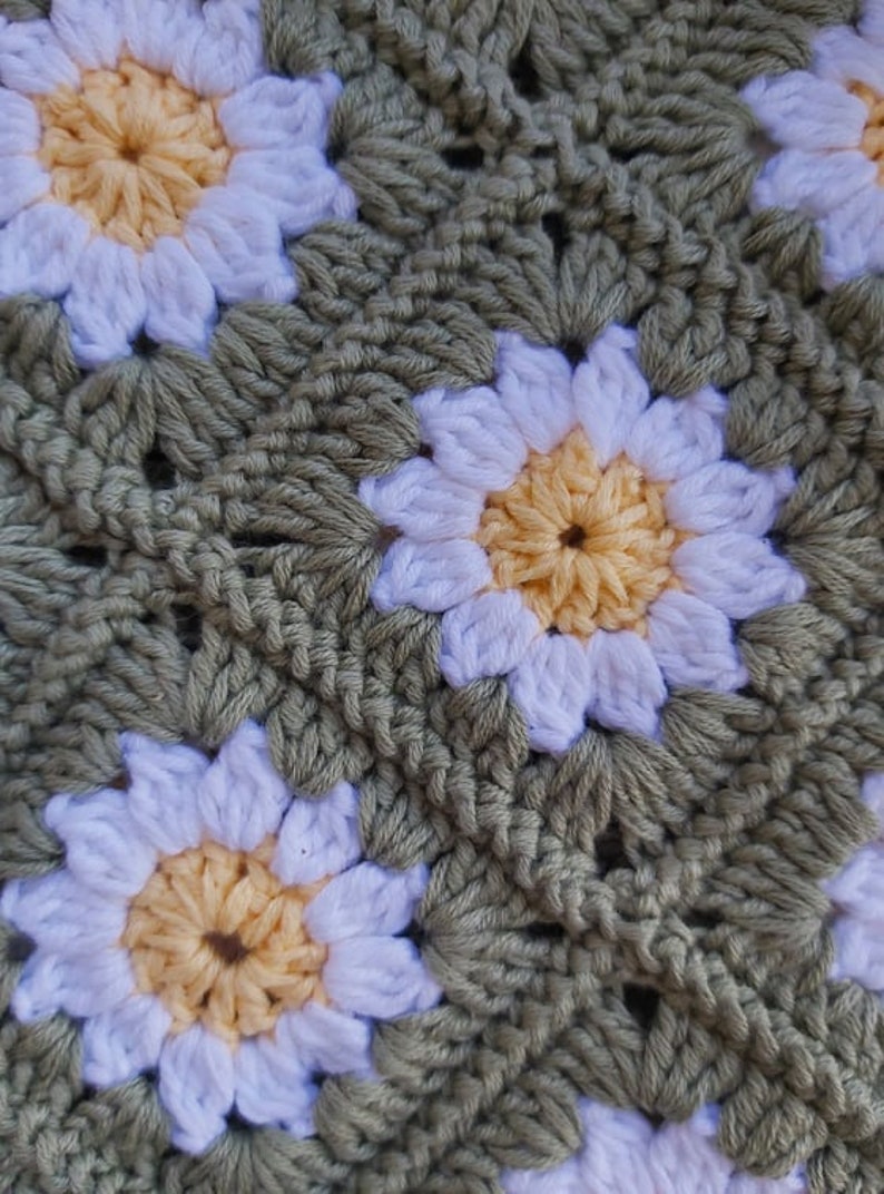 Top Blouse Summer Crochet Flower Floral Daisy Granny square Festival Lace Mesh Original design Handmade Women Girl Vintage Retro Boho Motif image 7