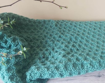 Baby blanket "Cosy" blanket baby afgan newborn baby shower green knit knitted bedding gift boy girl present