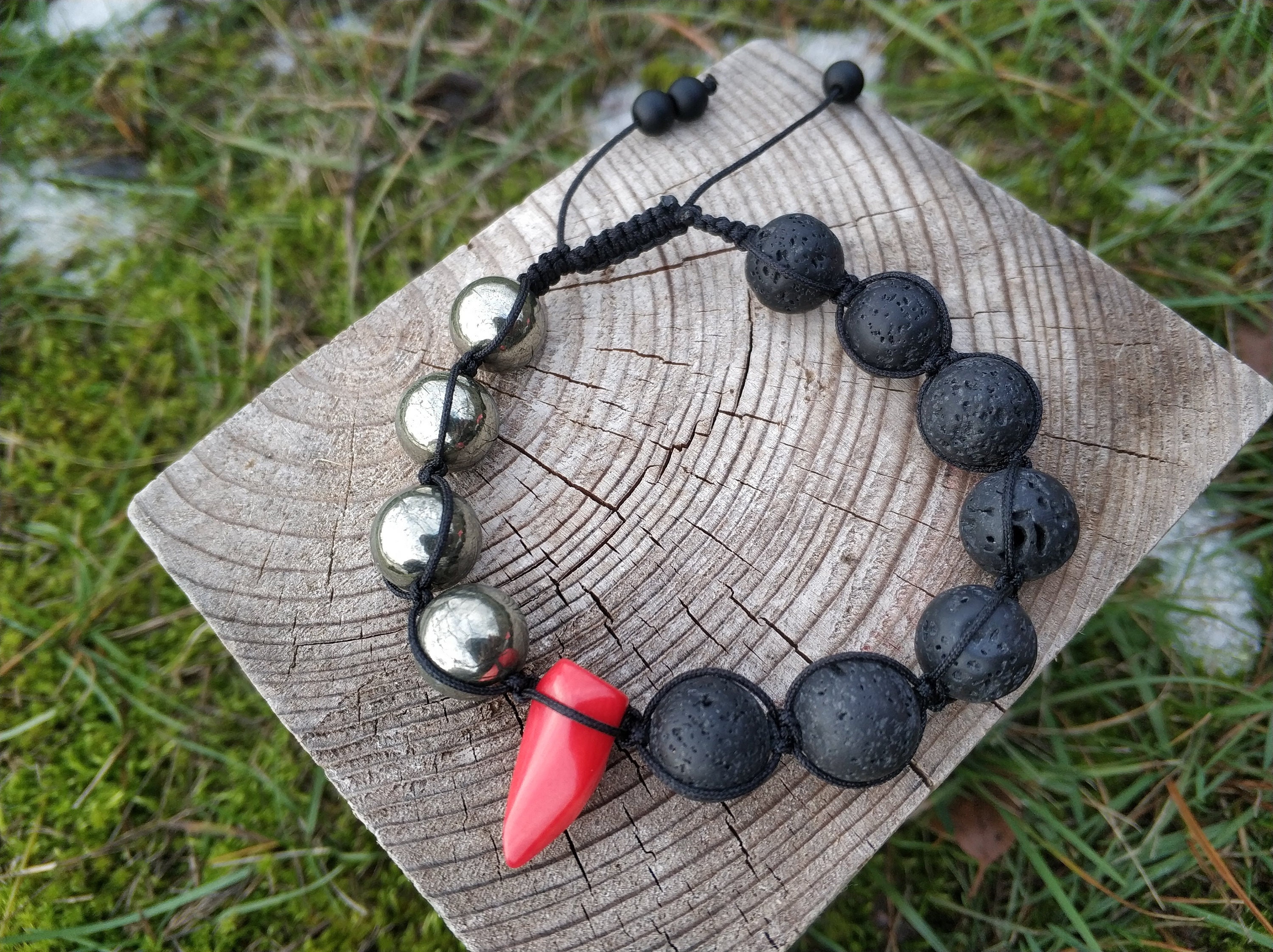 Men Women Handmade Healing Energy Bracelet Beaded Natural Lava