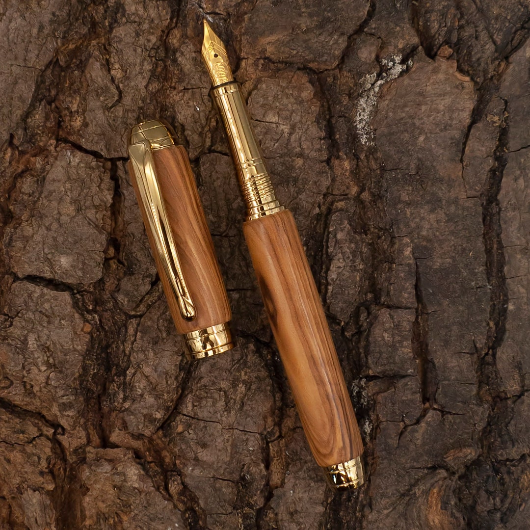 Mistral Fountain Pen in Gold and Bethlehem Olive Etsy