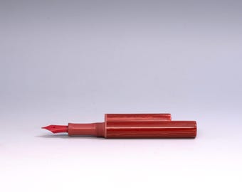 Dark Coral Acrylic Fountain Pen - Minimalist Design