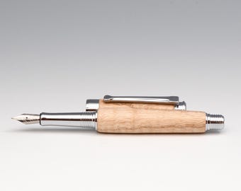 Leveche Fountain Pen - Rippled Ash and Chrome
