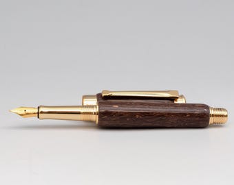 Leveche Fountain Pen - Tiger Spessartine Casein and Gold