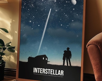 Cartazes Interestelares | Pôster de filme minimalista | Mural de Nolan | Pôster de fã de McConaughey | Presente para fãs de cinema | Decoração de parede de cinema em casa