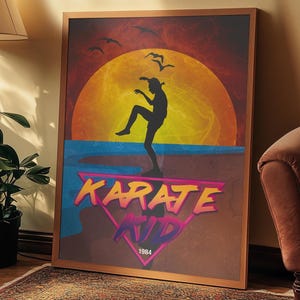 Karate Kid Poster – Retro 80er Film Kunstdruck | Cobra Kai Wandbild | Wax On Wax Off Zitat | Minimalistischer Print Geschenk für Karate Fans