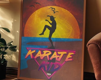 Karate Kid Poster – Retro 80er Film Kunstdruck | Cobra Kai Wandbild | Wax On Wax Off Zitat | Minimalistischer Print Geschenk für Karate Fans
