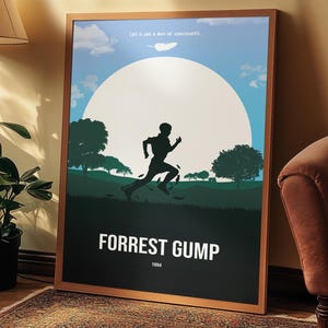 Forrest Gump Poster – Minimalistische cultfilmkunstdruk uit de jaren 90 | Muurschildering met citaat van Tom Hanks | Retro woonkamerdecoratie, cadeau voor filmfans TOP