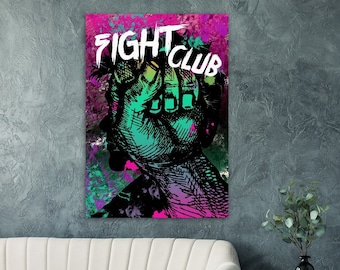 Fight Club, Fight Club Art, Poster, Movie Poster, Minimalist Movie Poster, Cult, Gift, Retro, Poster, Pitt, Norton, Living Room Poster