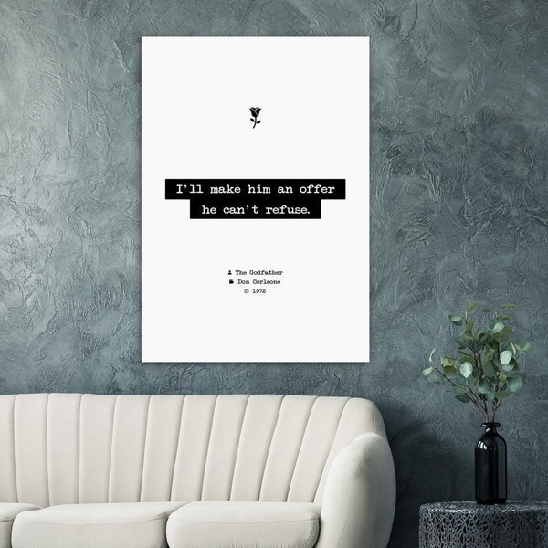 The Godfather, make an offer, Don Corleone, Typewriter quote wall art, Motivational Quote, Wall Art Poster, Quote Print, Movie Quote, Gift