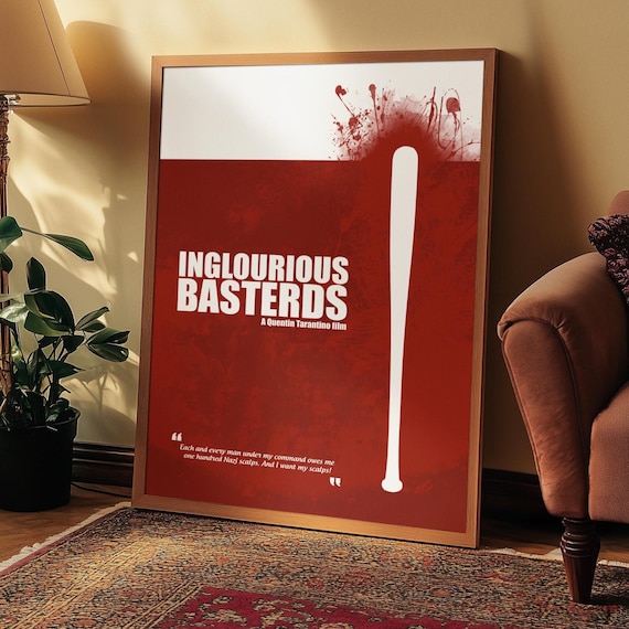 Inglourious Basterds Poster – Minimalistischer Tarantino Kult-Film Kunstdruck | Museum Qualität Wandbild, Geschenk, Christoph Waltz Fan Art