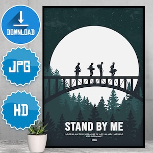 Stand by Me Poster Digital | Minimalistische Filmkunst zum Ausdrucken | 80er Kultfilm Deko | Stephen King Geschenk | Freundschaft Poster