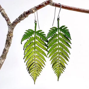 Leather Fern Leaf Earrings Handmade | Hypoallergenic Stainless Steel Hooks | Nature Jewelry | Soft, Lightweight & Durable | PNW Oregon Made
