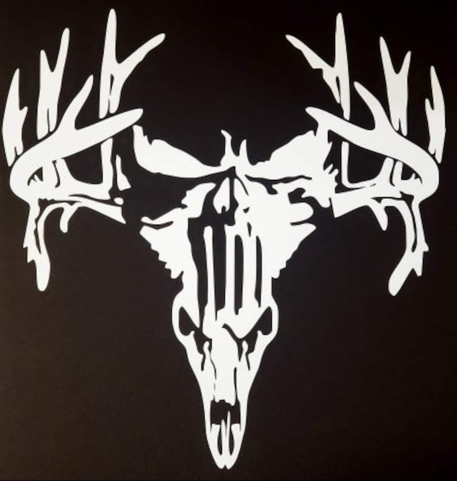 Punisher Skull Deer Antler Car Decal | Etsy