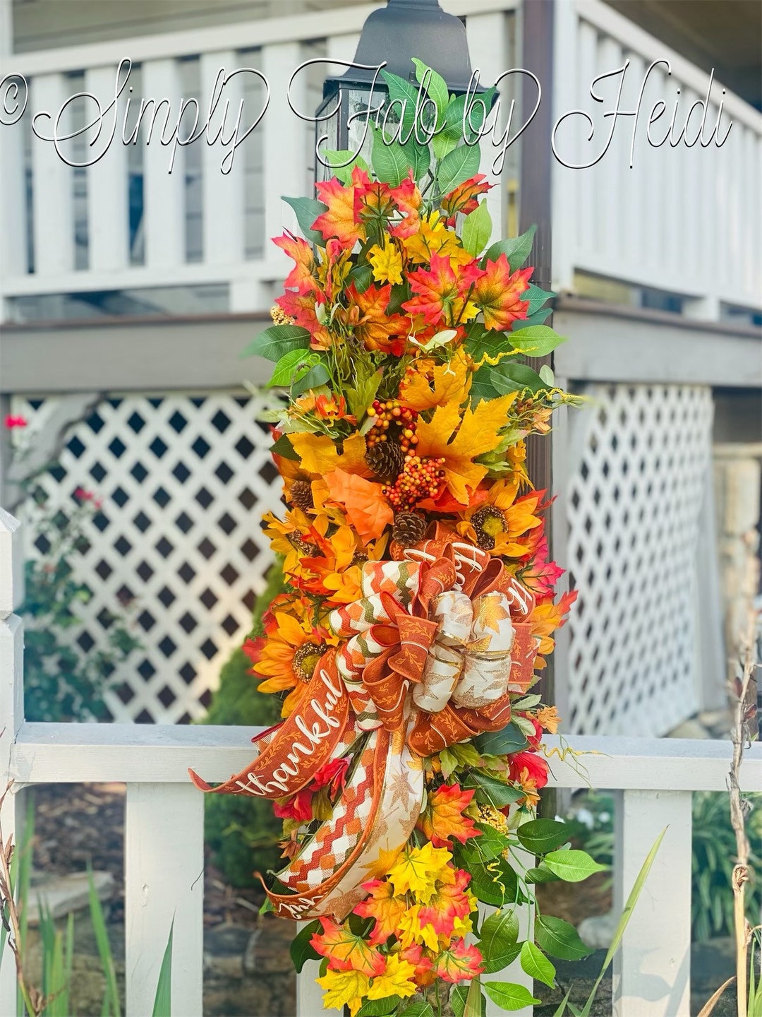 Decor for Fall, Fall Lamp Post Swag, Lamp Post Sign, Fall Decorations