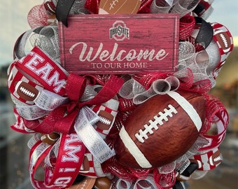 Ohio State Wreath, Football Wreath, Ohio State, Ohio State Football, Ohio State Wreath for Front Door, Buckeyes, Buckeyes Wreath