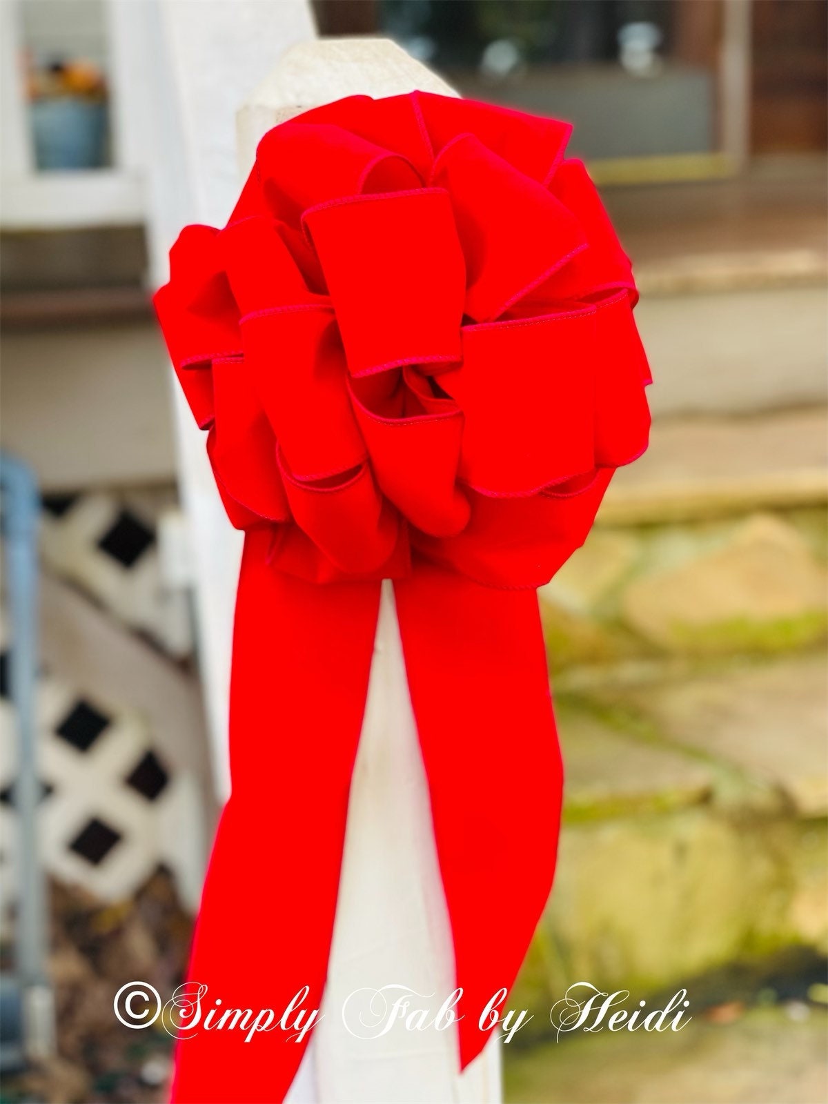 6 Pack Wreath Bows for Christmas Outdoor Decorations, Velvet