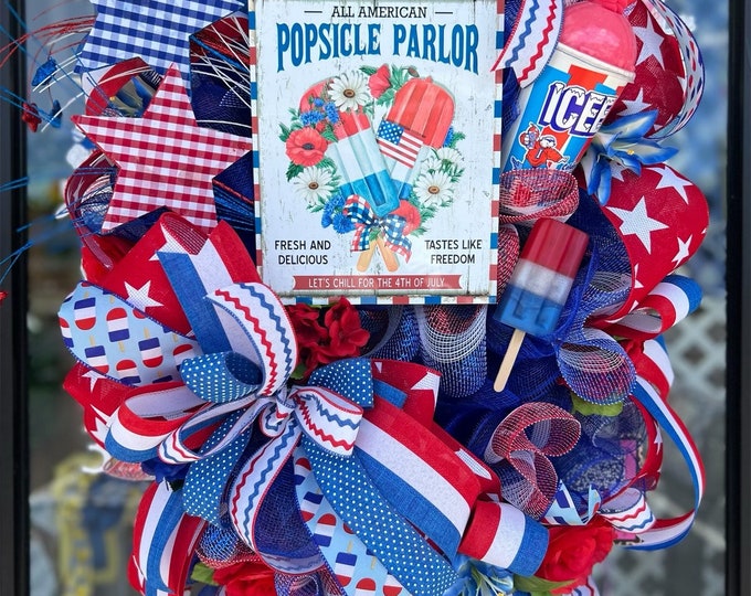 Patriotic Wreath, Patriotic Decor, 4th of July Wreath, Memorial Day Wreath, Summer Wreath, Americana Wreath, Front Door Wreath, Patriotic