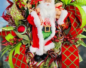Santa Wreath, Christmas Wreath, Father Christmas, St Nick, Elegant Christmas Wreath, Glam Christmas Wreath