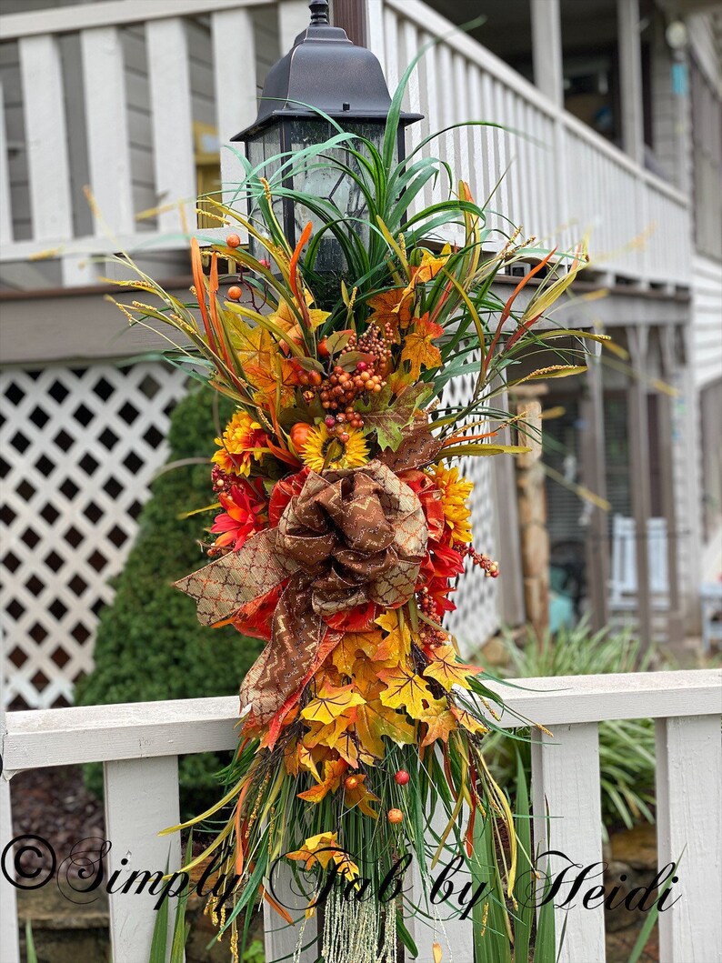Decor for Fall Fall Lamp Post Swag Lamp Post Sign Fall Etsy